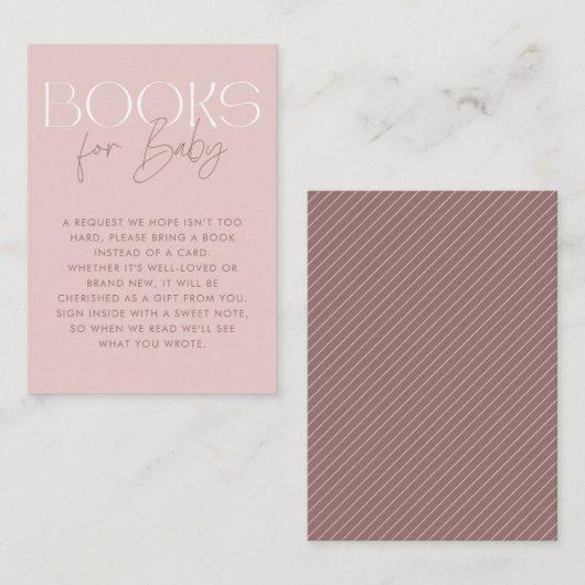 Carte D'accompagnement Livres de script moderne Elegant Pink Mauve pour b (Devant / Derrière)