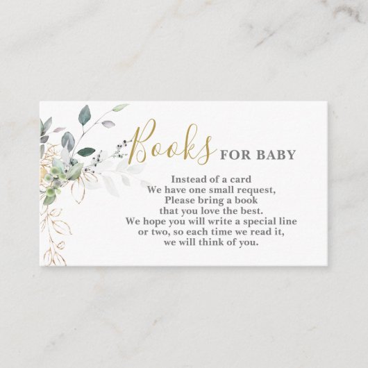 Carte D'accompagnement Livres de verdure simples pour Baby Card (Devant)