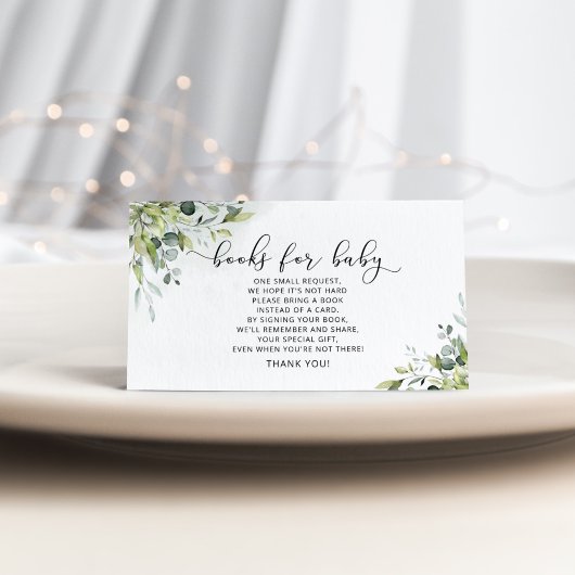 Carte D'accompagnement Livres d'eucalyptus vertes pour billet bébé