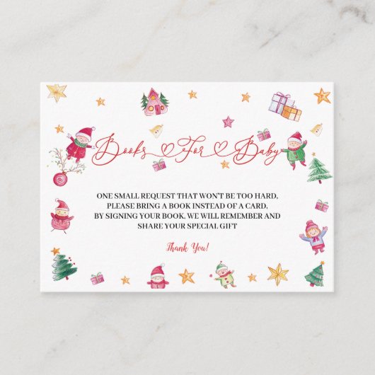 Carte D'accompagnement Livres D'Hiver Pour Baby shower Bébé (Devant)