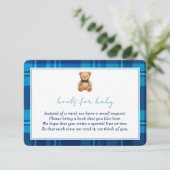 Carte D'accompagnement Livres d'ours classiques Preppy Blue Plaid pour bé (Debout devant)
