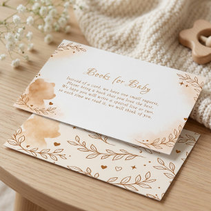 Carte D'accompagnement Livres d'ours en peluche à l'aquarelle marron pour