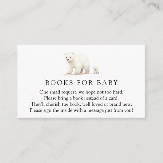 Carte D'accompagnement Livres d'ours polaires d'hiver pour demande de béb (Devant)