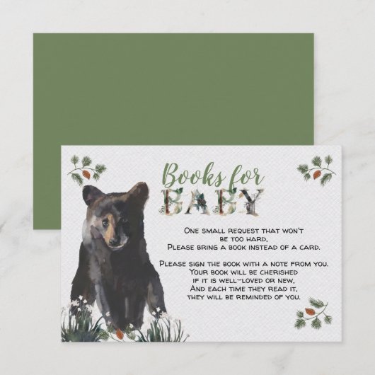 Carte D'accompagnement Livres d'ours pour bébé Woodland (Devant / Derrière)