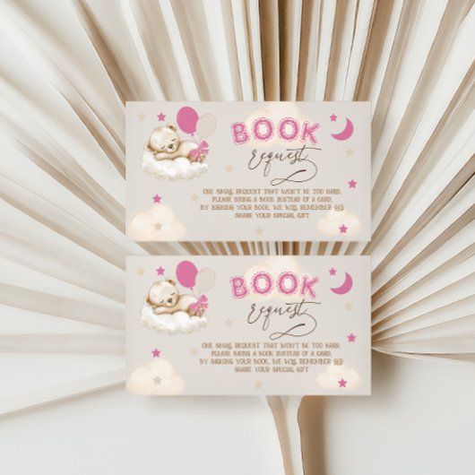 Carte D'accompagnement Livres D'Ours Rose Pour Baby shower Bébé
