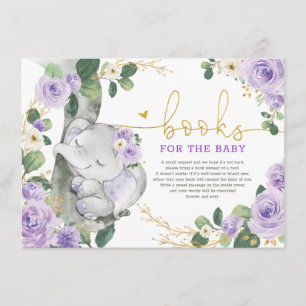 Carte D'accompagnement Livres Eléphant Floral Purple Gold pour Baby Girl