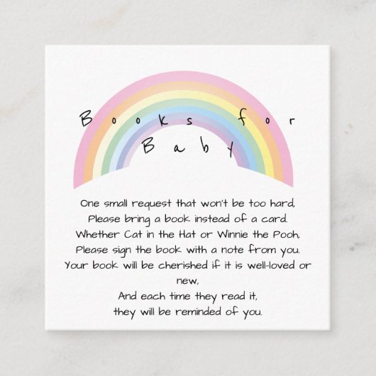 Carte D'accompagnement Livres en arc-en-ciel doux pour bébé (Devant)