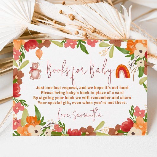 Carte D'accompagnement Livres en arc-en-ciel pour ours en peluche mignons