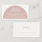 Carte D'accompagnement Livres en arc rose pour Baby shower bébé (Devant / Derrière)