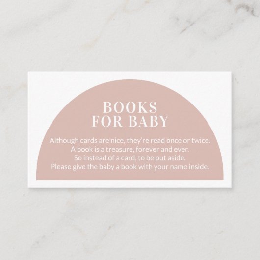 Carte D'accompagnement Livres en arc rose pour Baby shower bébé (Devant)