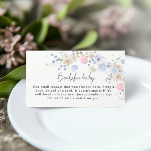 Carte D'accompagnement Livres en Baby shower Fleur sauvage rose pourpre p