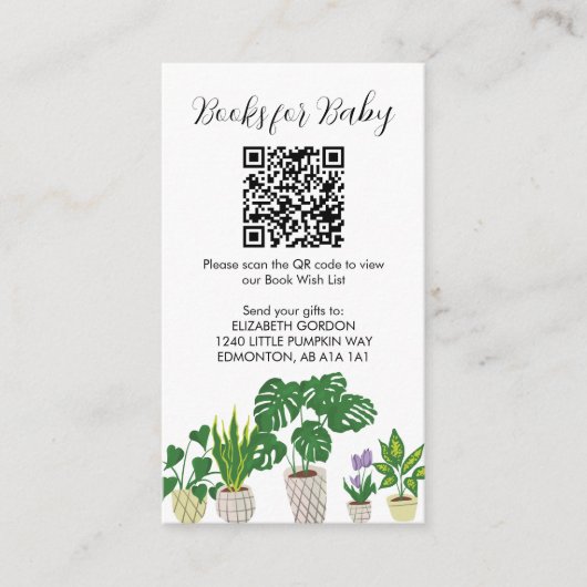 Carte D'accompagnement Livres en Baby shower Plante pour bébé Code QR (Devant)