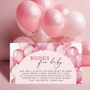Carte D'accompagnement Livres En Balloon Rose Pour Baby shower Bébé Fille