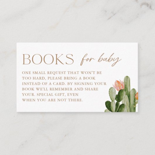Carte D'accompagnement Livres en cactus de Bohême pour insertion bébé (Devant)