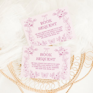 Carte D'accompagnement Livres En Toile Florale Rose Pour Baby shower