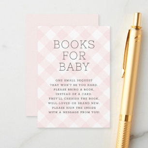 Carte D'accompagnement Livres En vichy Roses Vides Pour Baby shower