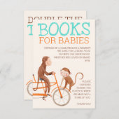 Carte D'accompagnement Livres Fête Bébé Jumeaux Singe Mignon Double Probl (Devant / Derrière)