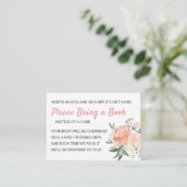 Carte D'accompagnement Livres Floral Peach Peony pour Baby Request Douche (Debout devant)