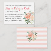 Carte D'accompagnement Livres Floral Peach Peony pour Baby Request Douche (Devant / Derrière)