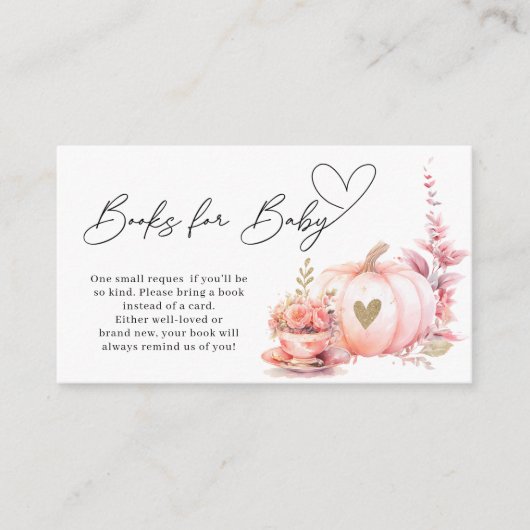 Carte D'accompagnement Livres Floraux Citrouilles Rose Vive Pour Bébé (Devant)