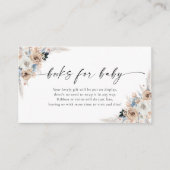 Carte D'accompagnement Livres Floraux Ivory Et Blue Boho Pour Bébé (Devant)