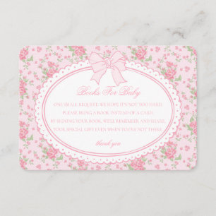 Carte D'accompagnement Livres Floraux Vintage Rose pour Carton d'Invitati