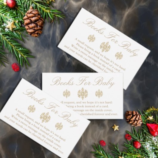 Carte D'accompagnement Livres Gold Snowflake Pour Bébé