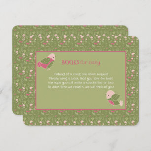 Carte D'accompagnement Livres Green and Pink Cute Birds pour bébé