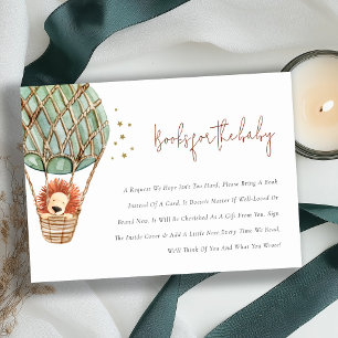Carte D'accompagnement Livres Green Hot Air Balloon Lion pour Baby shower