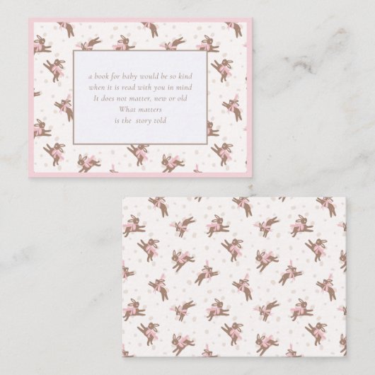 Carte D'accompagnement Livres mignonette petit lapin pour boîtier bébé (Devant / Derrière)