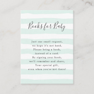 Carte D'accompagnement Livres Mint Stripes pour bébé, baby shower