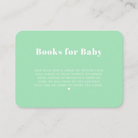 Carte D'accompagnement Livres modernes Simple Mint Green pour bébé (Devant)