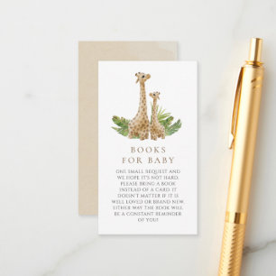 Carte D'accompagnement Livres Neutral Boho Giraffe Baby shower Pour Bébé
