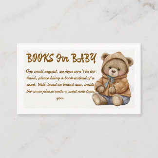 Carte D'accompagnement Livres Ourson Boho pour Enclosure de Baby Shower