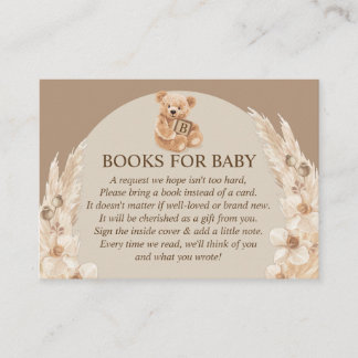 Carte D'accompagnement Livres Ourson en Herbe de la Pampa pour Bébé