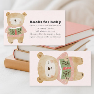 Carte D'accompagnement Livres Ourson Rose pour bébé Demande