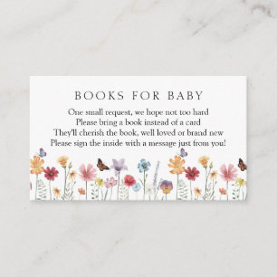 Carte D'accompagnement Livres papillons et Fleurs sauvages pour bébé