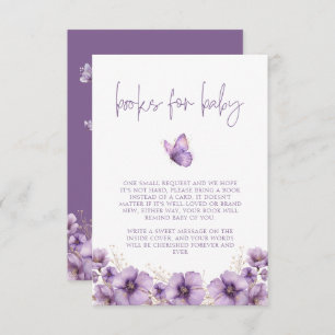 Carte D'accompagnement Livres papillons pourpres pour bébé, Baby shower
