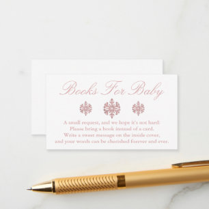 Carte D'accompagnement Livres Pink Rose Gold Snowflake Pour Bébé