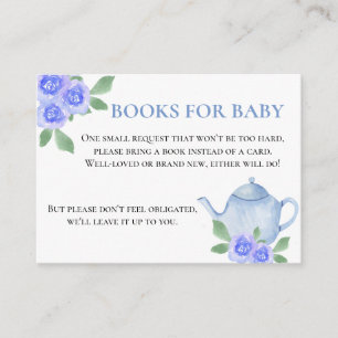 Carte D'accompagnement Livres pour Baby Blue Floral Baby shower de théièr
