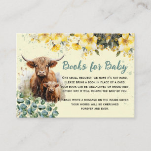 Carte D'accompagnement Livres pour Baby Highland Cow Baby shower