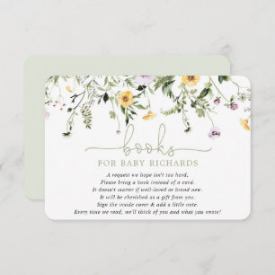 Carte D'accompagnement Livres pour Baby romantique baby shower fleur sauv