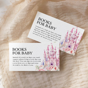 Carte D'accompagnement Livres pour Baby shower Baby Pink Fairytale Castle