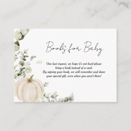Carte D'accompagnement Livres pour Baby shower Citrouille Baby Little (Devant)
