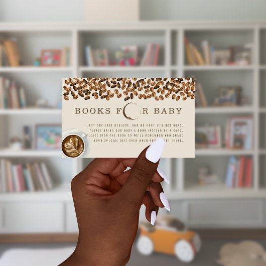 Carte D'accompagnement Livres Pour Baby shower Coffee Beans Demande De Ré