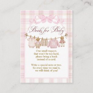 Carte D'accompagnement Livres pour Baby Shower fille ourson rose prépa