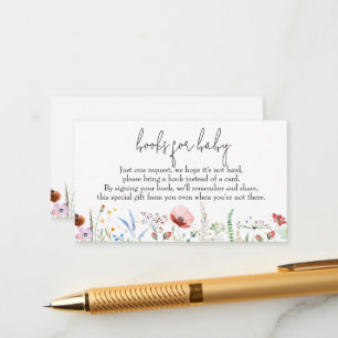 Carte D'accompagnement Livres pour Baby shower Fleur sauvage bébé