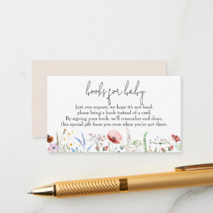 Carte D'accompagnement Livres pour Baby shower Fleur sauvage bébé