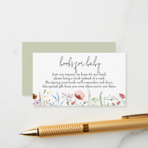 Carte D'accompagnement Livres pour Baby shower Fleur sauvage bébé
