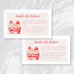 Carte D'accompagnement Livres pour Baby shower jumeau Baby Pink Cupcake